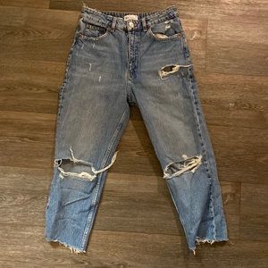 Zara High Rise Ripped Jean